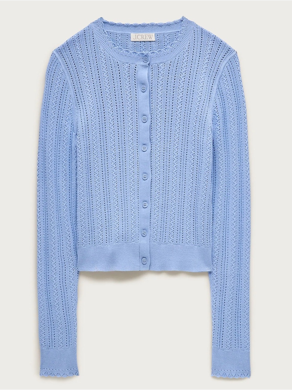 NWT J.Crew Jackie Pointelle Cotton Cardigan Watercolor Blue M